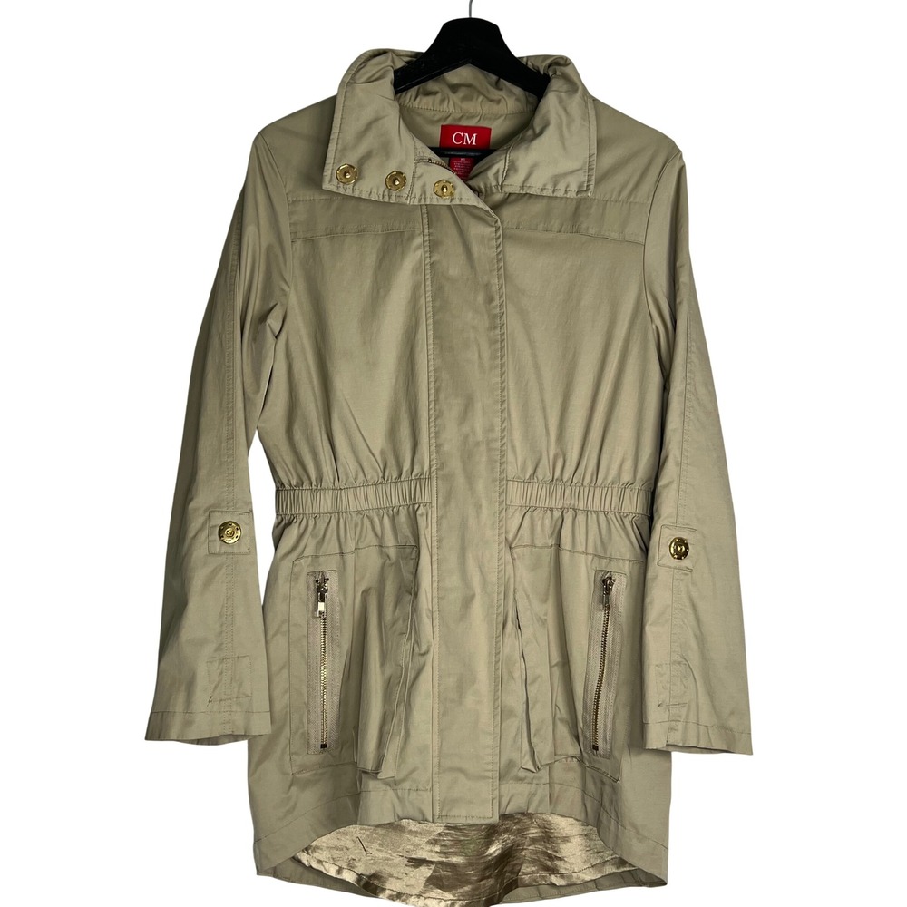 Ciao Milano Tess Anorak Jacket Khaki Beige Funnel Neck Hidden Hood Womens XS